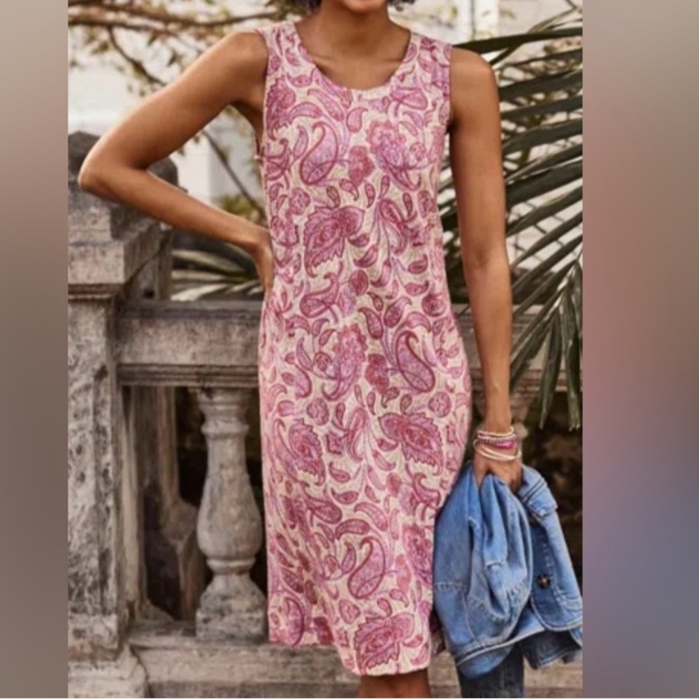 J. Jill Easy Seamed Dress Sleeveless Sz Small Paisley Pink NWT